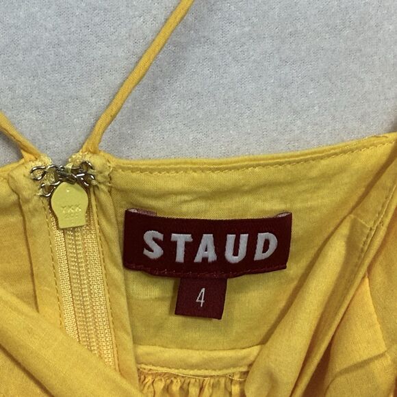 Staud Theo Sleeveless Goldie Persimmon Cotton Tiered Babydoll Top Blouse Size 4 - Picture 3 of 9